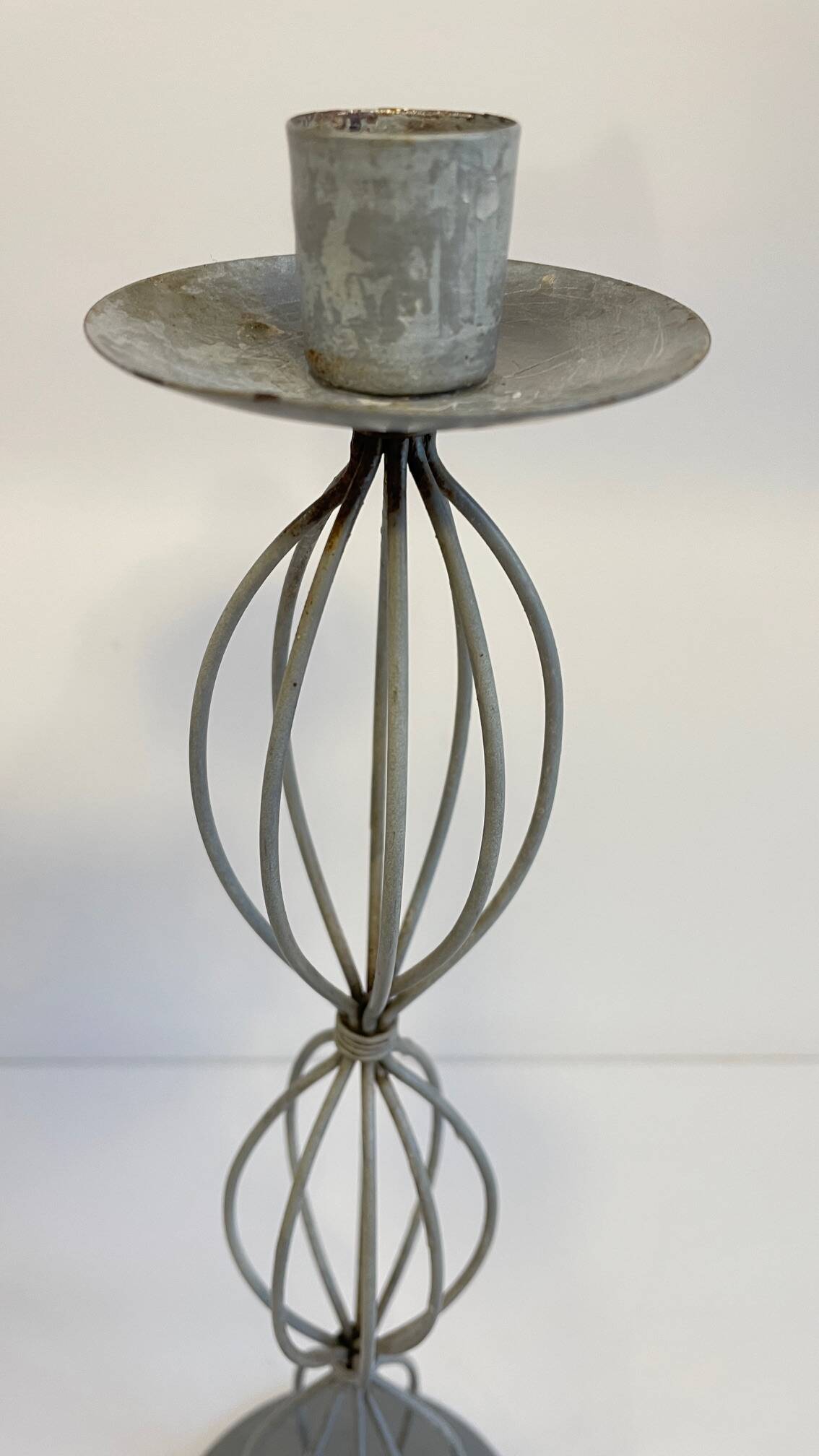 Geometric METAL CANDLE HOLDERS Patinated Gray