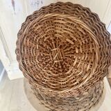 Wicker basket with waxed canvas blue flowers