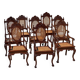 Ensemble de 6 fauteuils médaillon en bois tourné et sculpté fin XIXème