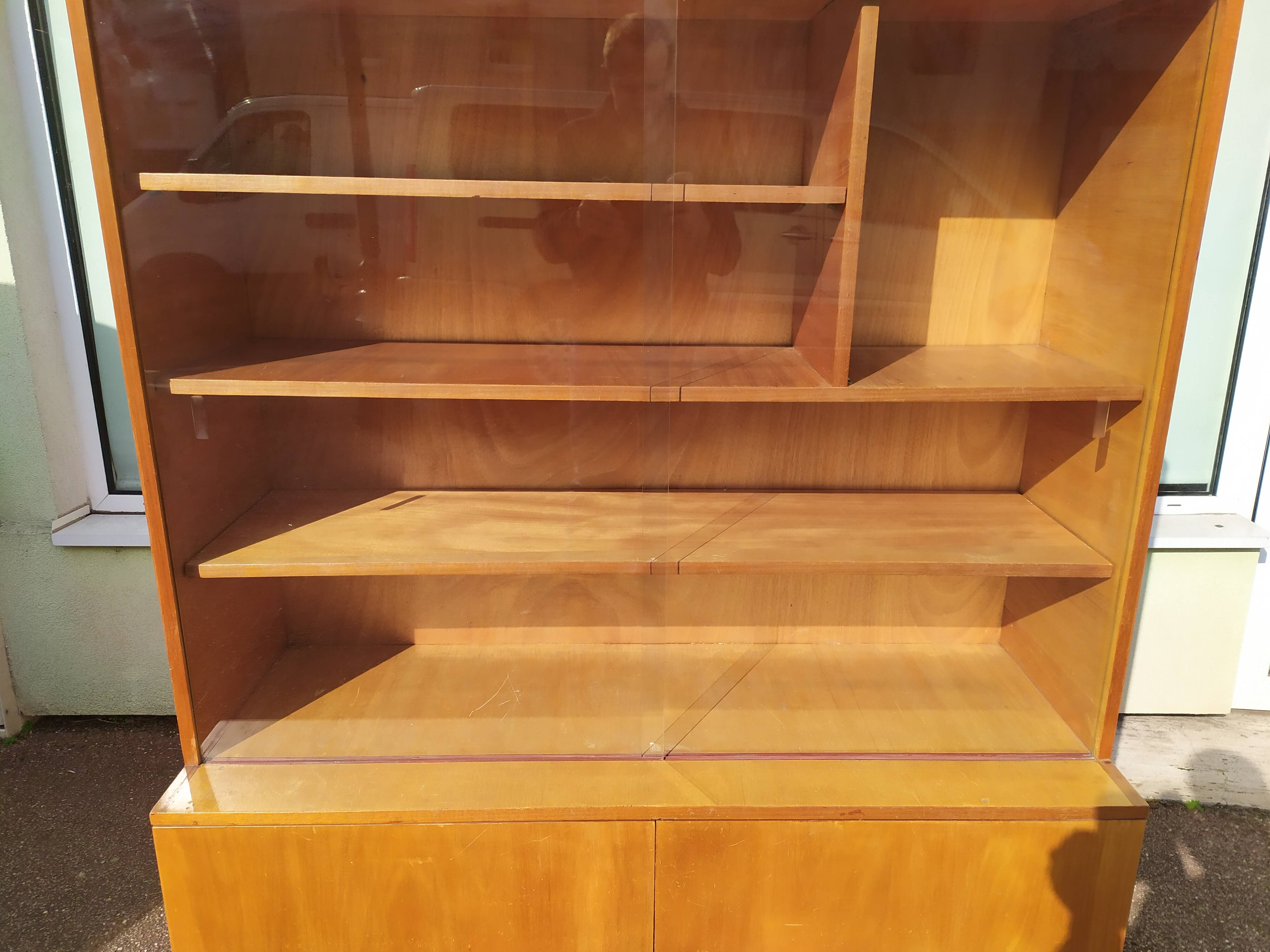 Vintage glass bookcase - Wood