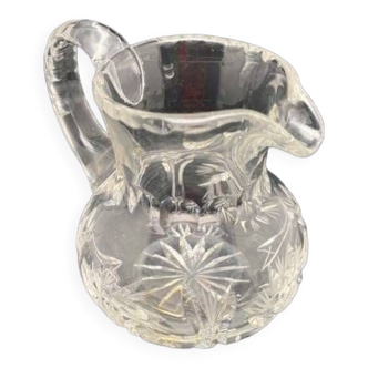 Small carafe/jar in transparent worked glass