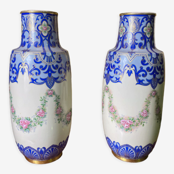 Pair of earthenware vase from Limoges