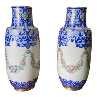 Pair of earthenware vase from Limoges