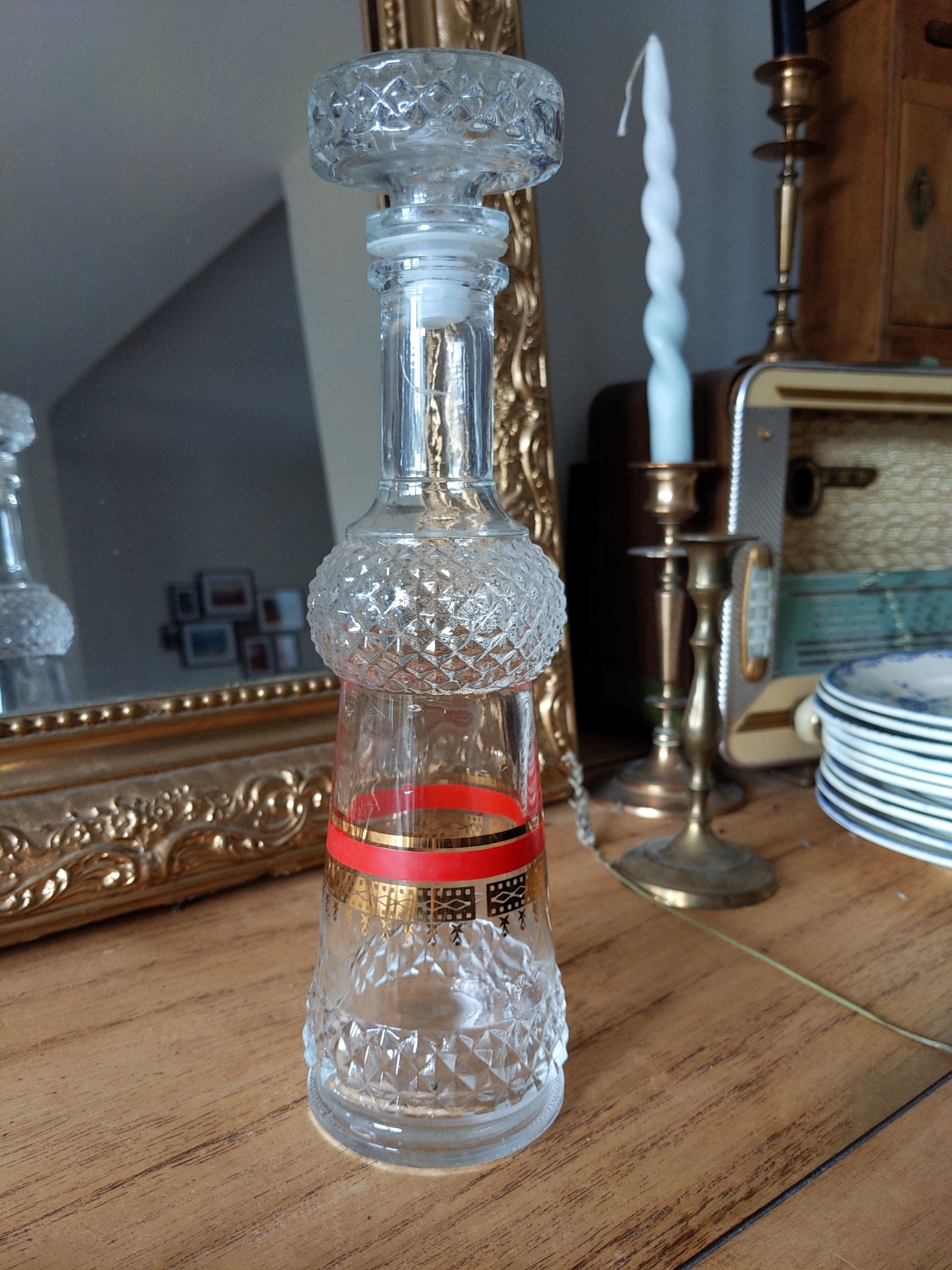 Vintage antique carafe chiseled glass