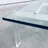 Danish Poul Kjaerholm Style Metal, Acrylic Glass & Glass Coffee Table, 1960s