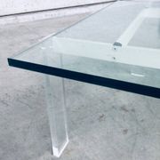 Danish Poul Kjaerholm Style Metal, Acrylic Glass & Glass Coffee Table, 1960s