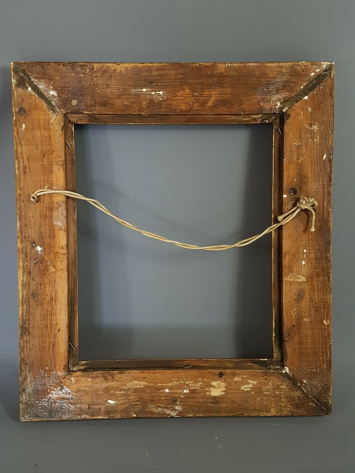 Old frame around 1850 wood - stucco, beaded interior edges, 52x48 hardwood 38x32 cm SB