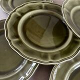 5 Lunéville Moss Green dessert plates.