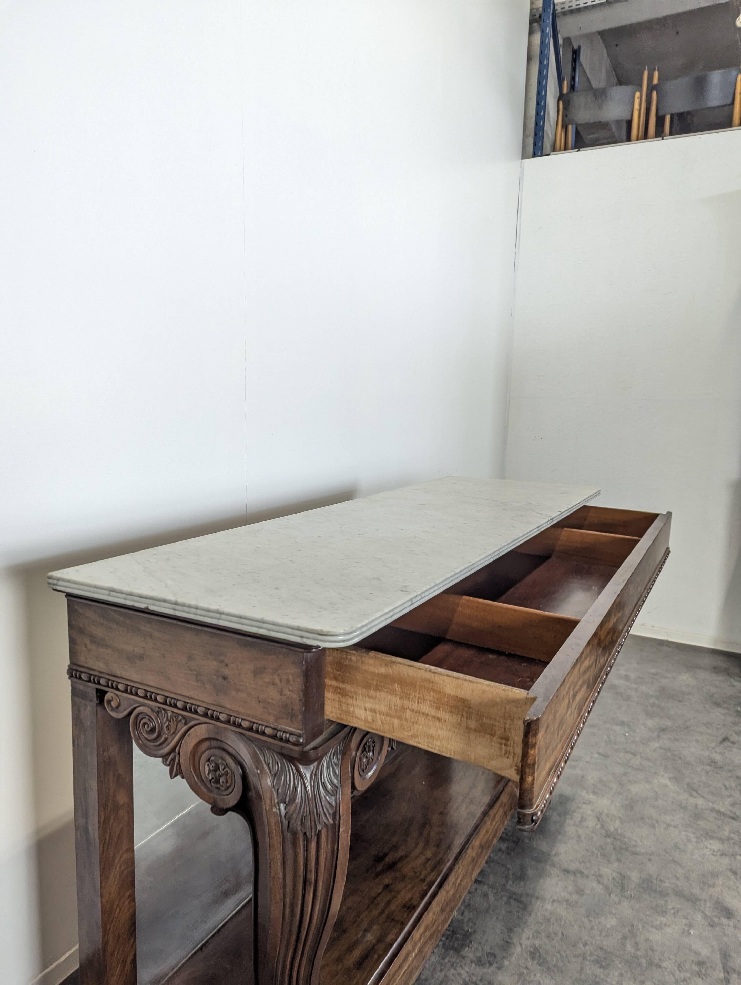 Restoration period console with mirror base, stamped Gomien