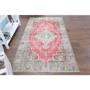 Vintage Turkish Oushak Handmade Wool Cotton Red Area Rug  111x199