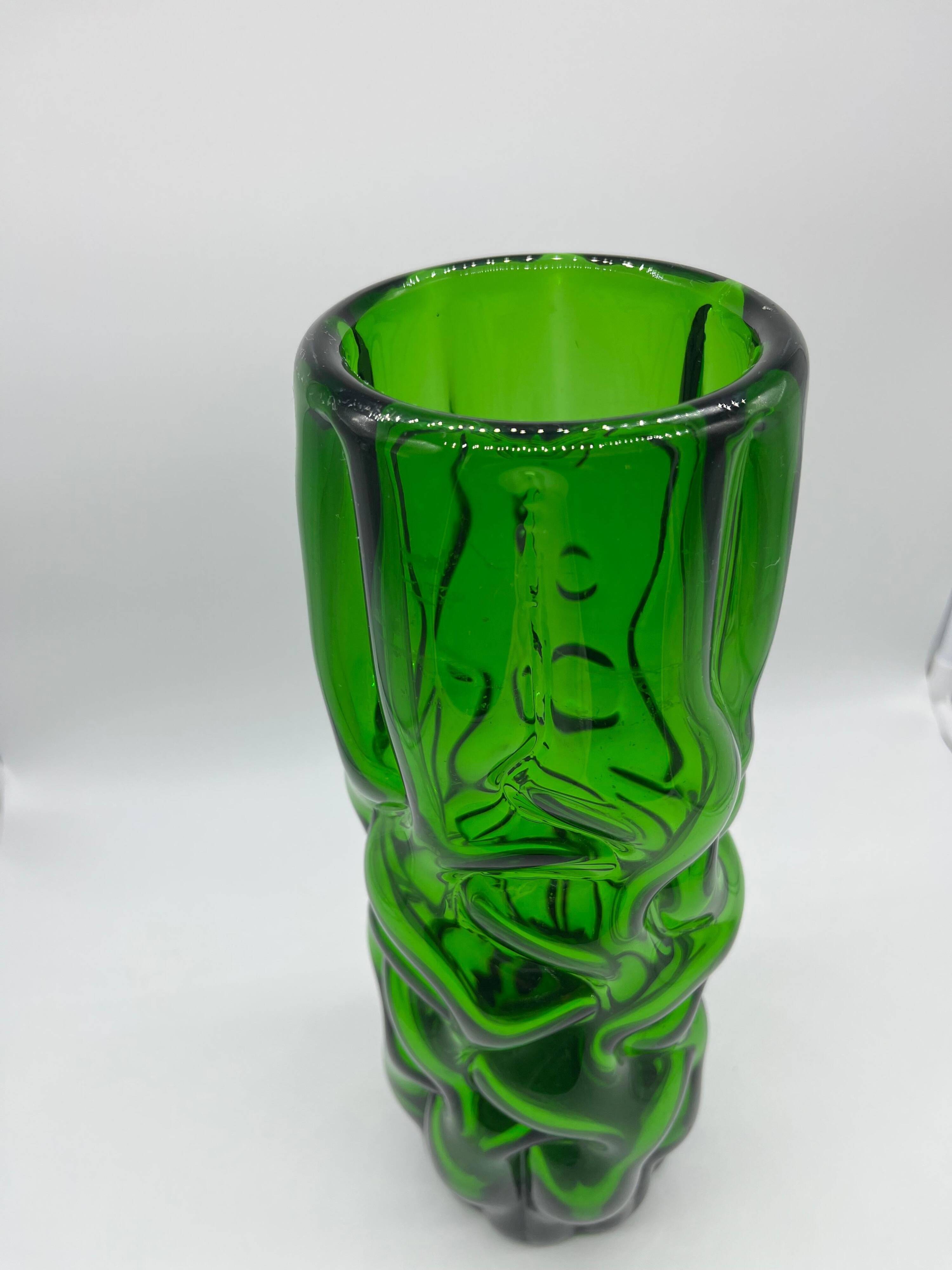 Vintage Murano vase , Emerald Green decorative made in Italy
