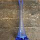 Vintage Early 20th Century Vertical Blue Glass Soliflore Vase #D755
