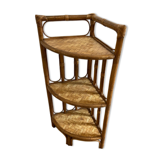 Vintage rattan corner shelf