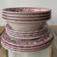 Set plates, cups and cups white and pink, english dishes