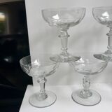 Set of 5 large crystal champagne glasses 30s-40s