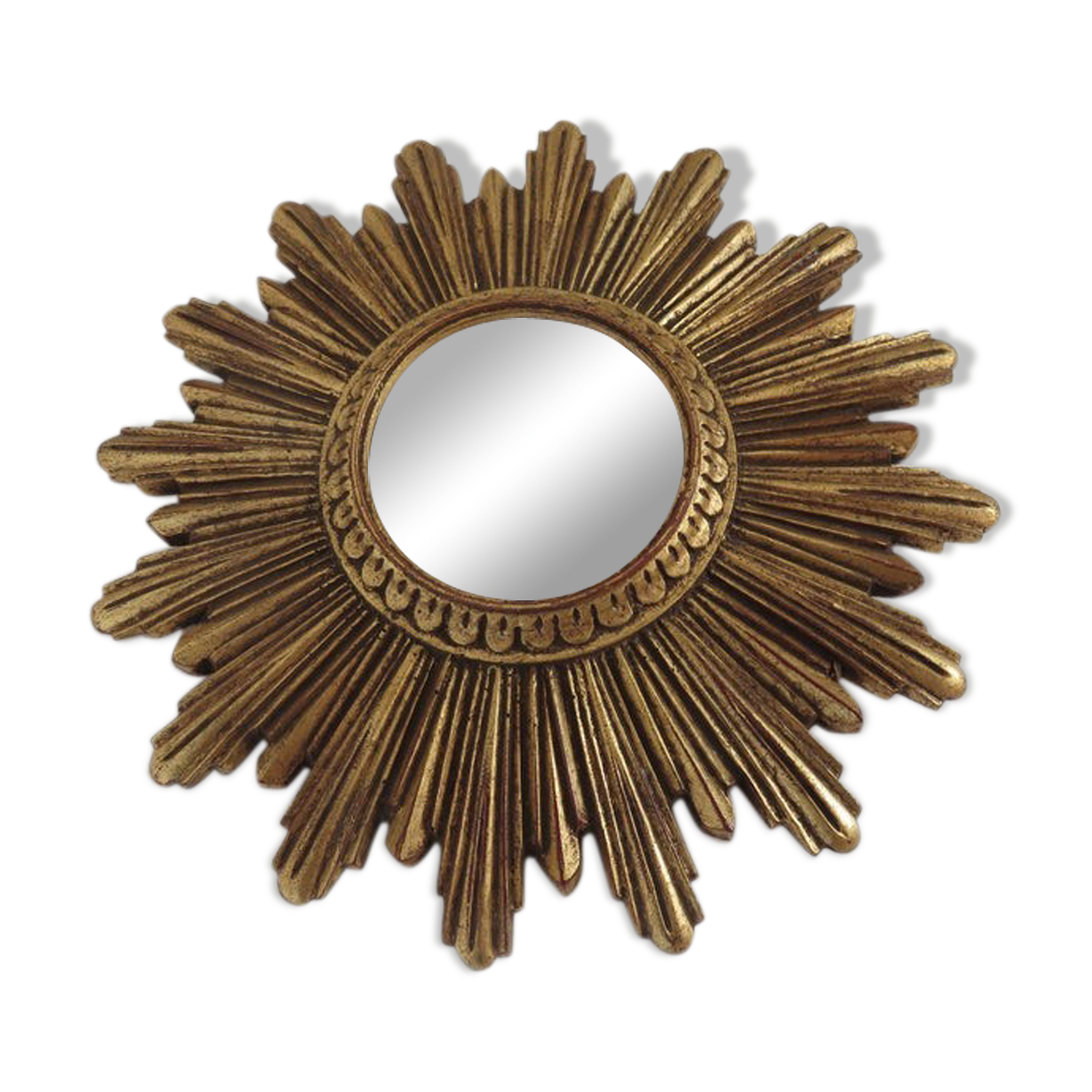 Golden sun mirror witch eye years 60 70 - 25x25cm