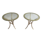 Pair of round gold side tables