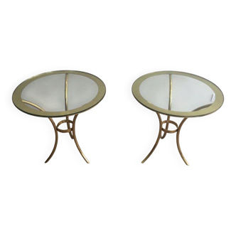 Pair of round gold side tables