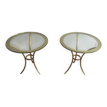 Pair of round gold side tables