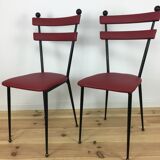 Paire de chaises années 50 métal et simili-cuir