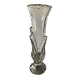glass vase with carved leaf decoration