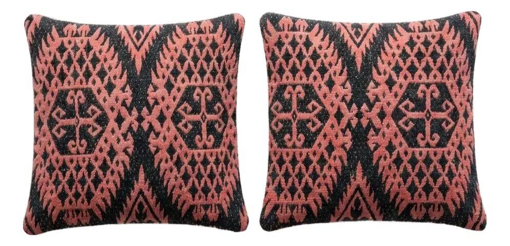 Set of 2 vintage kilim cushion covers 38x41 cm