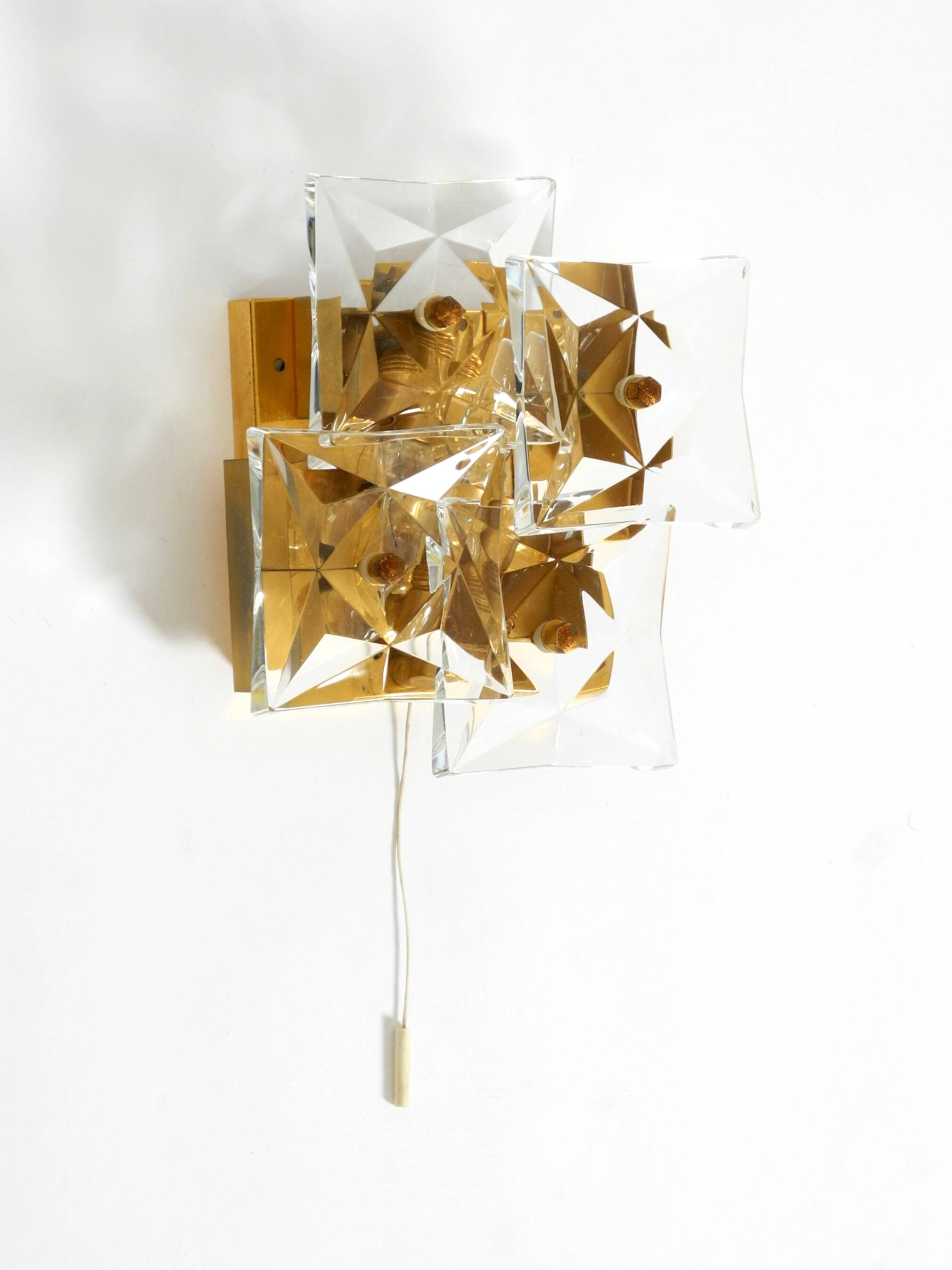 1960s Kinkeldey crystal glass and brass wall lamp in mint condition