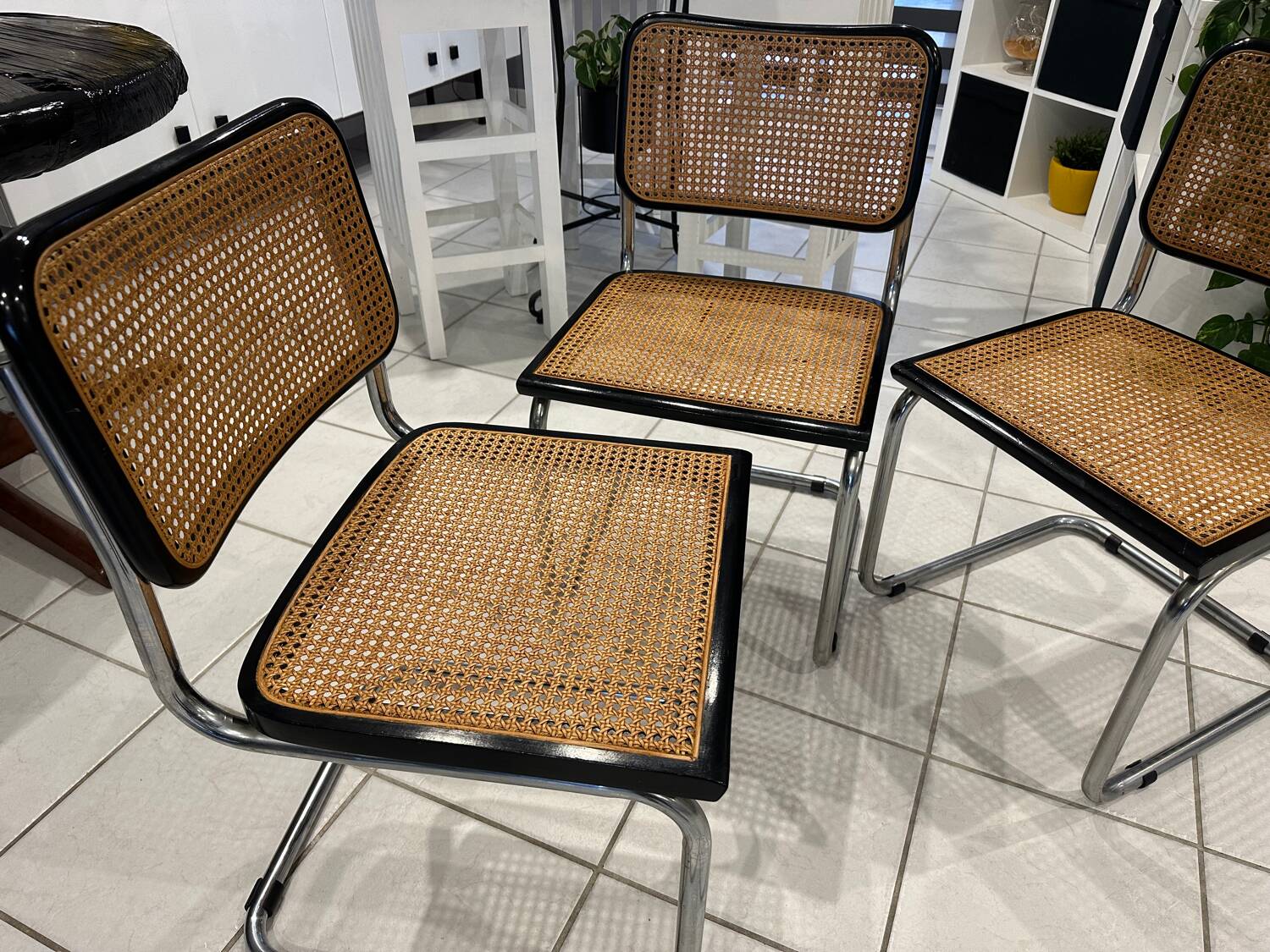Set of 3 Cesca B32 chairs by Marcel Breuer, 1984.