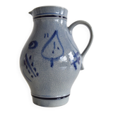Vintage earthenware Jug with Blue Salt Glaze/Marzi & Remi, 1960's.