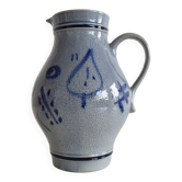 Vintage earthenware Jug with Blue Salt Glaze/Marzi & Remi, 1960's.