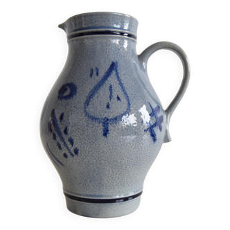 Vintage earthenware Jug with Blue Salt Glaze/Marzi & Remi, 1960's.