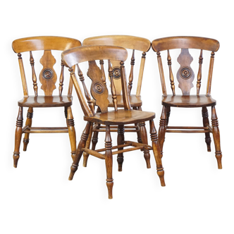 Set of 4 antique English dining chairs from the mid-19th century