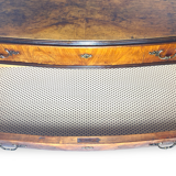 Italian art deco burl walnut chest of drawers, 1940s/50s