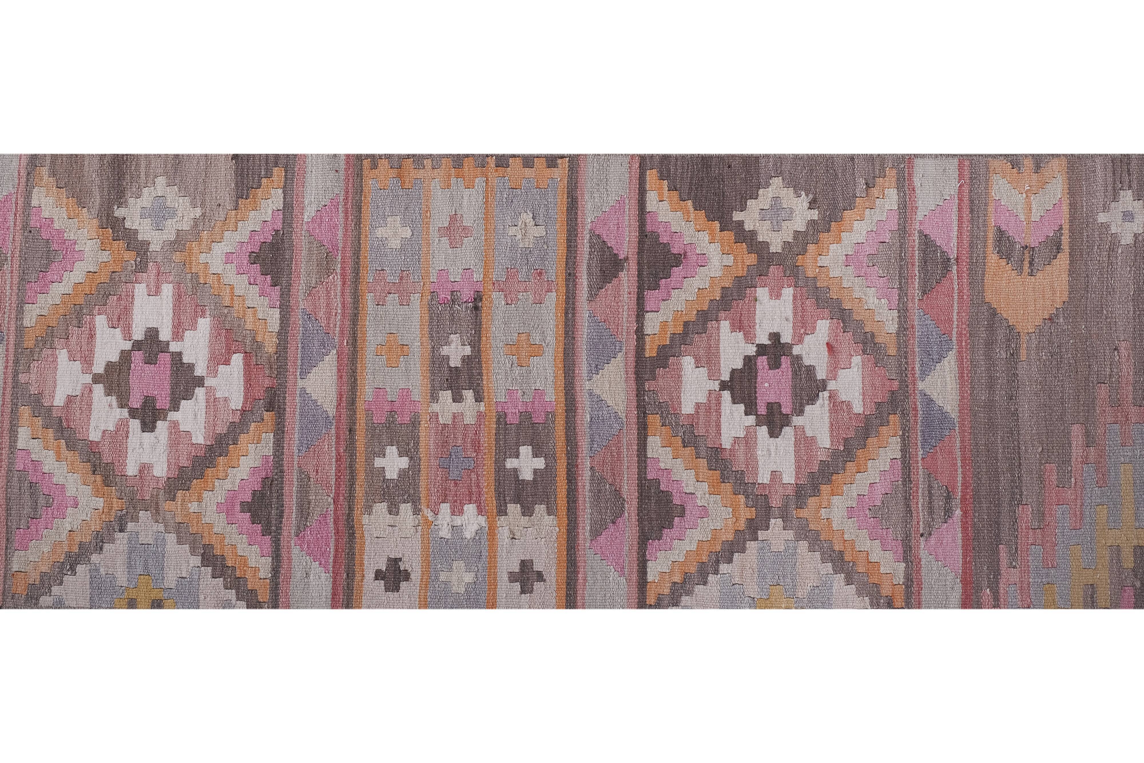 Vintage Turkish rug from Oushak, handwoven 70x710 cm