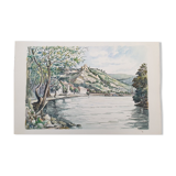 André Duculty (1912-1990) Watercolor on paper "Les Andelys (Normandy)" Signed lower right