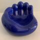 Ceramic ashtray, blue hand shape