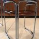Pair of vintage armchairs, cognac leather and chrome steel 1970
