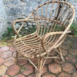 Pair of vintage rattan armchairs