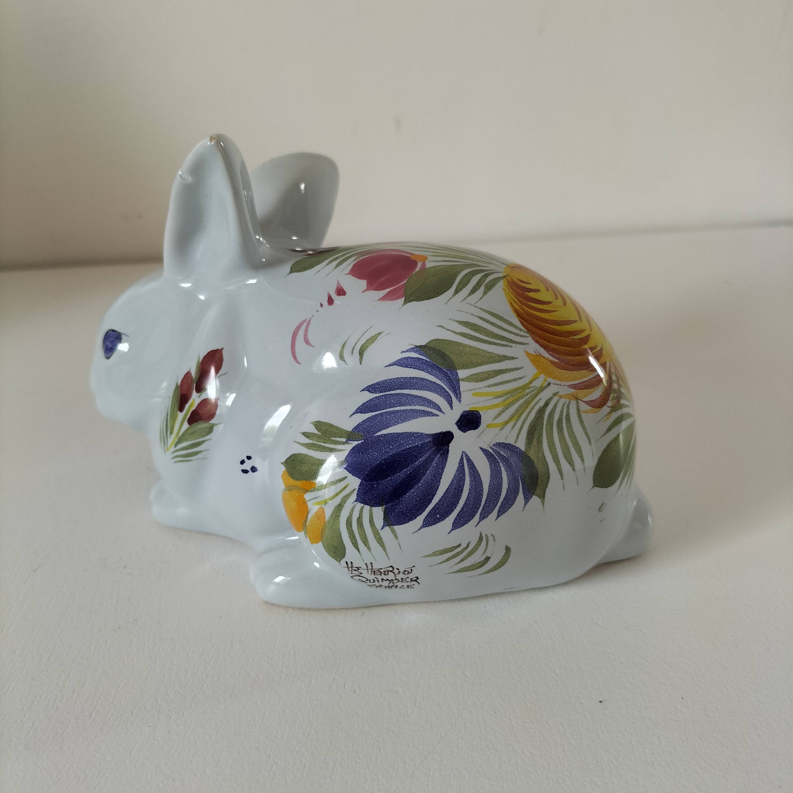 Rabbit earthenware hb henriot quimper