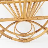 Magazine rack in rattan and bamboo 1960 vintage