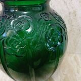 Vase ovoïde verre vert art déco