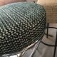 Vintage 80s green metal bar stool.