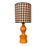 Orange lamp 70's turned wood