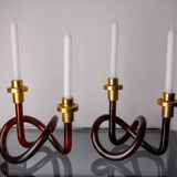 Pair of pretzel candlesticks by Dorothy Thorpe in lucite, 1970