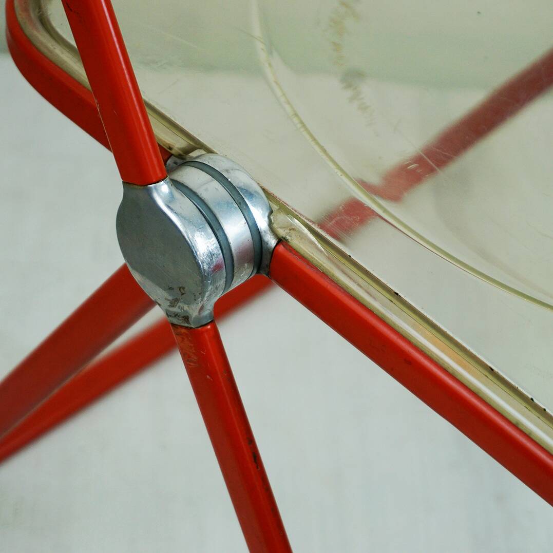 Red Plia Lucite folding chair by G. Piretti for Castelli Italy