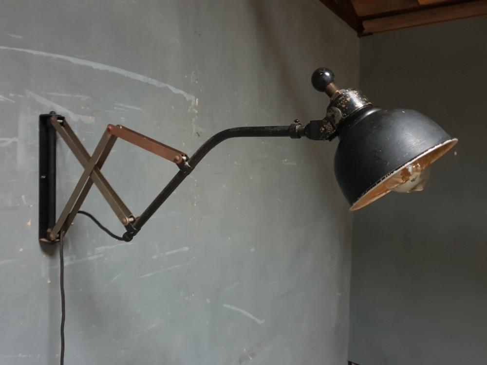 Old industrial scissor lamp machine lamp