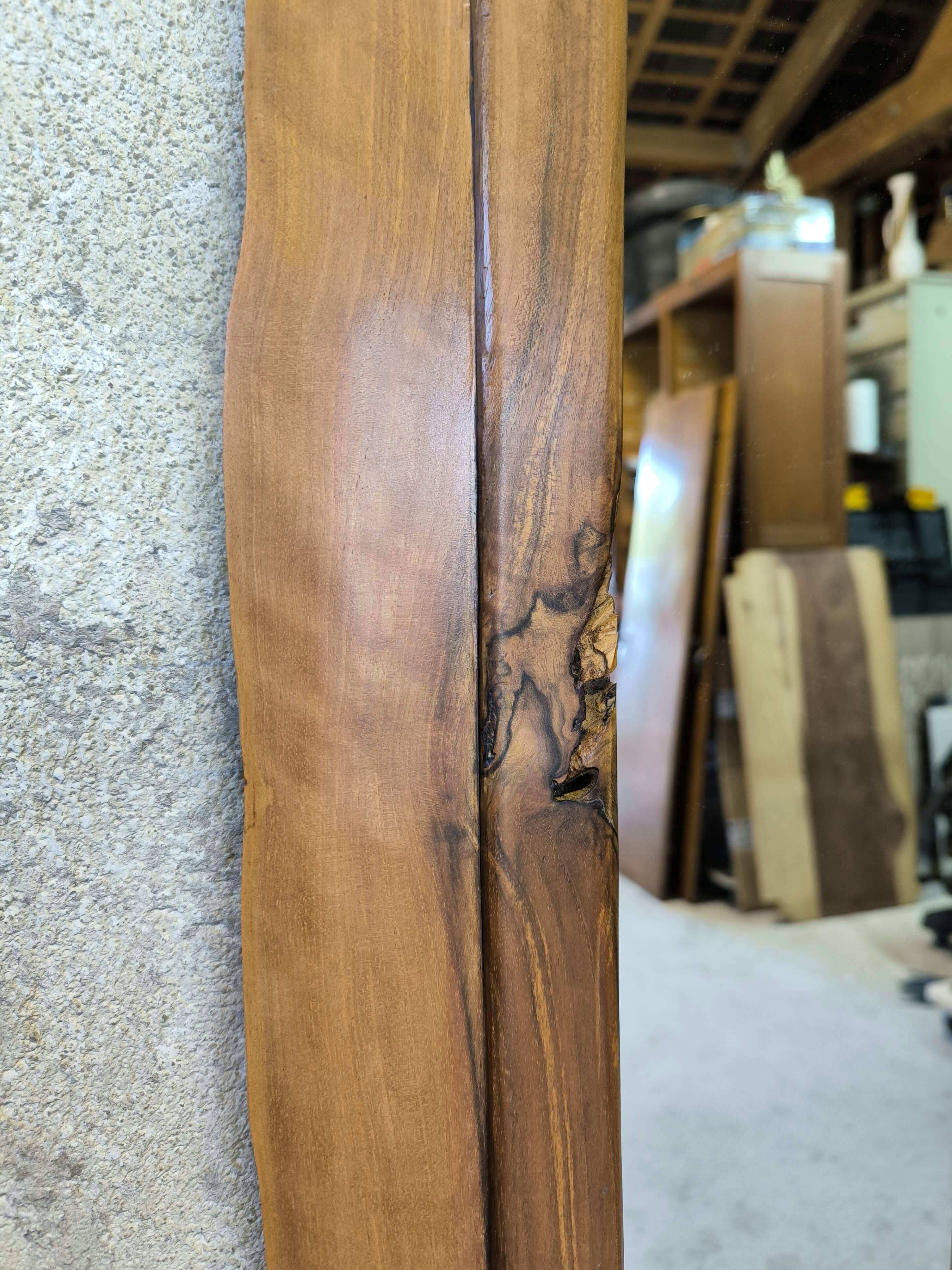 Vintage free-form mirror in solid wood.