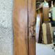 Vintage free-form mirror in solid wood.