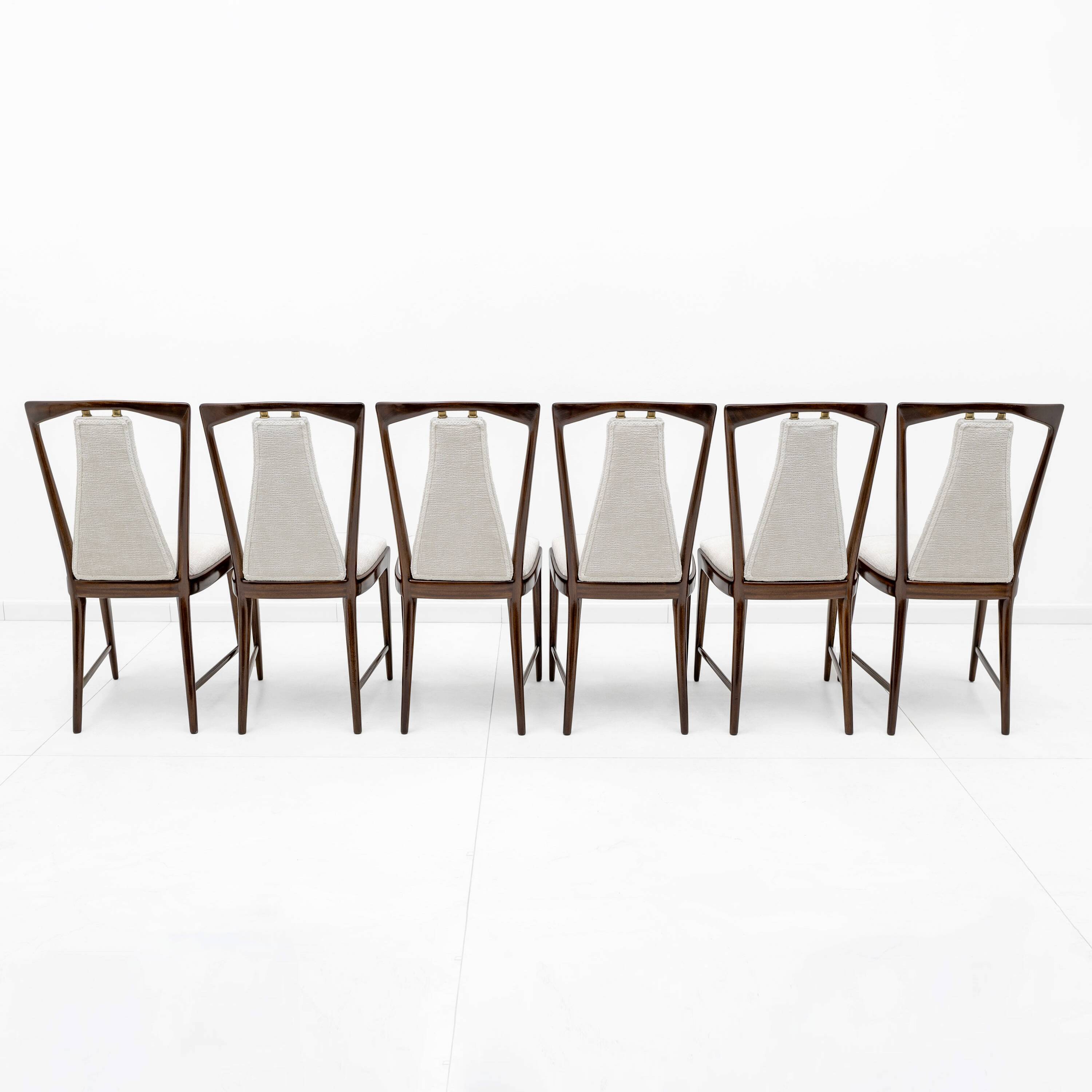 Set of 6 Osvaldo Borsani Mid-Century Modern Italian Bouclè Dining Chairs