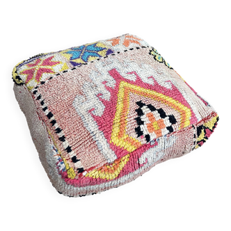 Handmade Berber Kilim pouf, floor cushion.